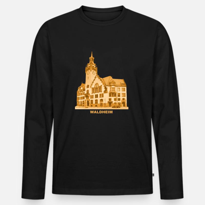 Waldheim Rathaus - Männer Premium Bio Langarmshirt - Schwarz
