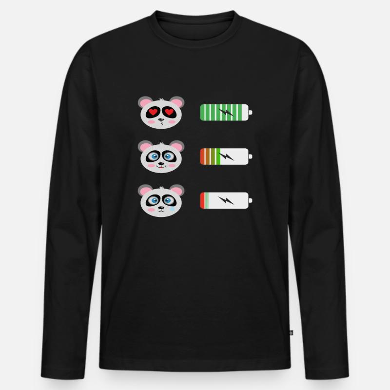 Panda Batterie Shirt - Männer Premium Bio Langarmshirt - Schwarz