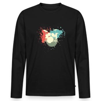 Drums Gift Retro - Men's Premium Organic Long Sleeve Shirt - black - Front - Nico (187cm)