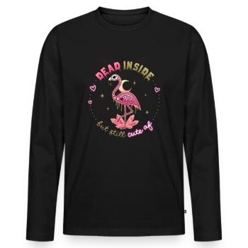 Dead Inside but still Cute AF Skeleton Flamingo - Men's Premium Organic Long Sleeve Shirt - black - Front - Nico (187cm)
