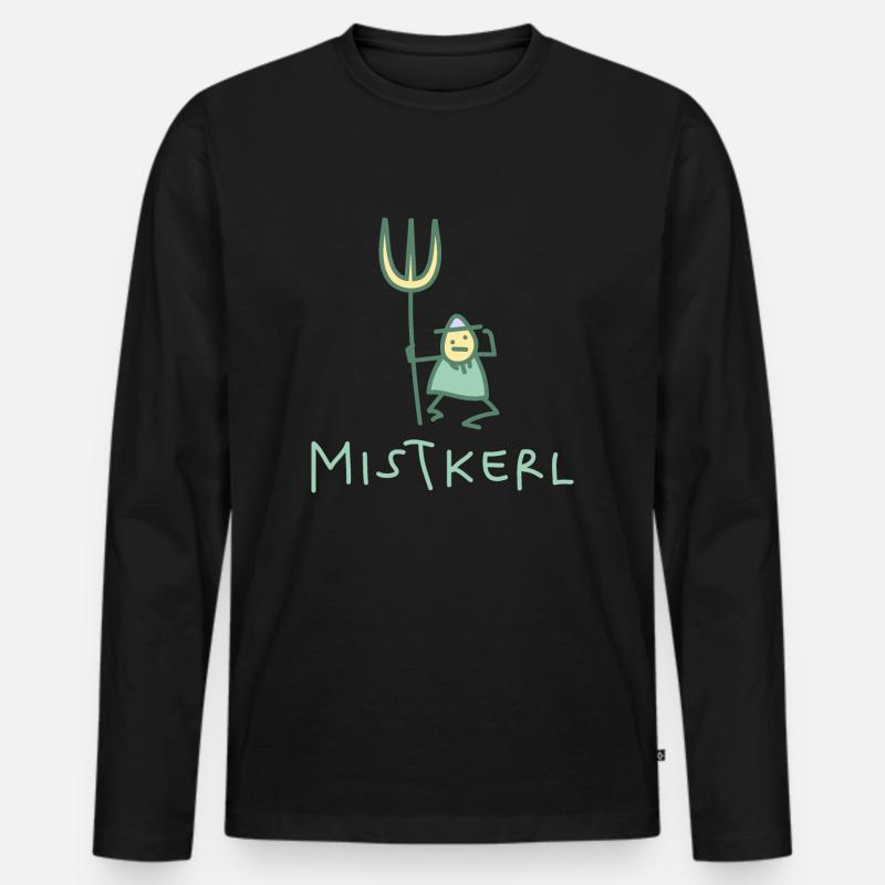 Kerl mit Mistgabel (b) - Männer Premium Bio Langarmshirt - Schwarz