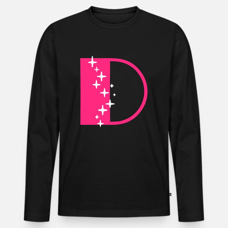 Buchstabe D Glitzer - Männer Premium Bio Langarmshirt - Schwarz