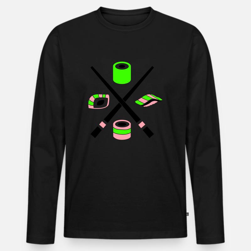 sushi - Männer Premium Bio Langarmshirt - Schwarz