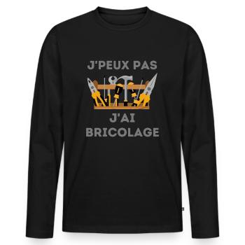 Bricolage bricoleur - T-shirt manches longues Premium bio Homme - noir - Devant - Nico (187cm)