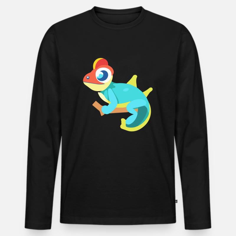 Buntes Chamäleon - Männer Premium Bio Langarmshirt - Schwarz