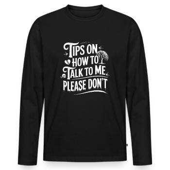 Introverti et sans conversation - T-shirt manches longues Premium bio Homme - noir - Devant - Nico (187cm)