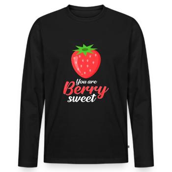 fraise - T-shirt manches longues Premium bio Homme - noir - Devant - Nico (187cm)
