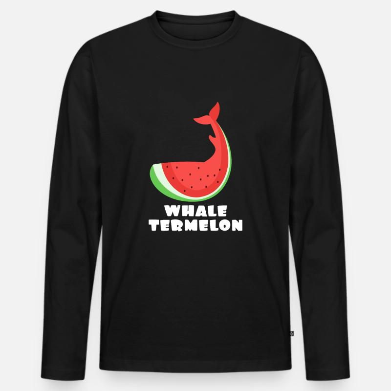 Wassermelone - Männer Premium Bio Langarmshirt - Schwarz