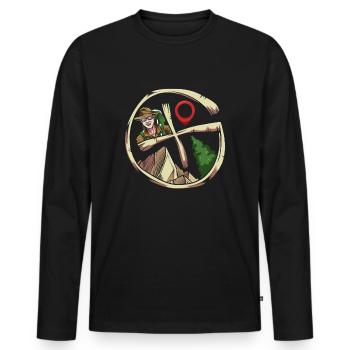 Geocaching - Männer Premium Bio Langarmshirt - Schwarz - Vorne - Nico (187cm)