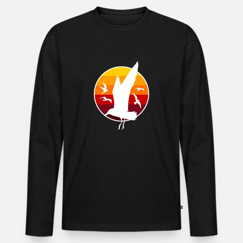 Möwen - Männer Premium Bio Langarmshirt - Schwarz