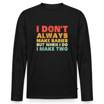 I make two babies twin - Men's Premium Organic Long Sleeve Shirt - black - Front - Nico (187cm)