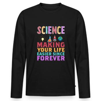 La science vous facilite la vie Drôle - T-shirt manches longues Premium bio Homme - noir - Devant - Nico (187cm)