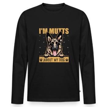 I'm Mutts About Dog German Shepherd Funny - Men's Premium Organic Long Sleeve Shirt - black - Front - Nico (187cm)