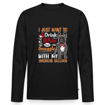 Câlin de boisson au vin avec américain - T-shirt manches longues Premium bio Homme - noir - Devant - Nico (187cm)