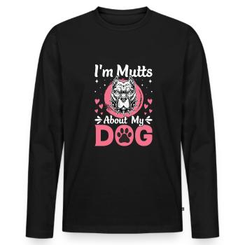 I Am Mutts About Dog American Bulldog - Men's Premium Organic Long Sleeve Shirt - black - Front - Nico (187cm)