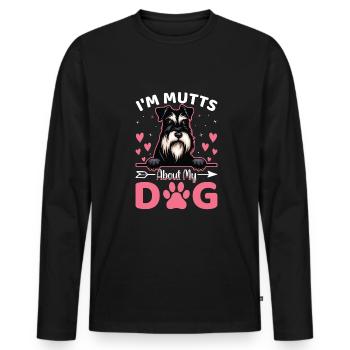 I Am Mutts About Dog Miniature Schnauzer - Men's Premium Organic Long Sleeve Shirt - black - Front - Nico (187cm)
