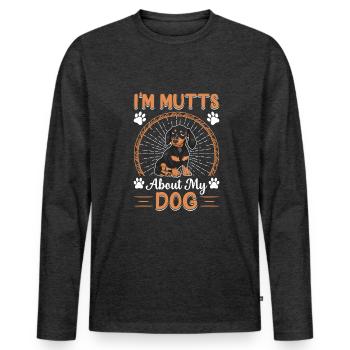 I'm Mutts About Dog Dachshund Funny Dog Owners - Men's Premium Organic Long Sleeve Shirt - heather anthracite - Front - Nico (187cm)