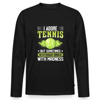 I love tennis With enthusiasm Funny players - Men's Premium Organic Long Sleeve Shirt - black - Front - Nico (187cm)