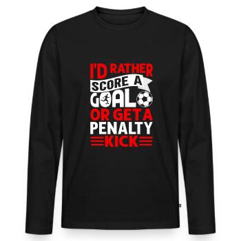 I'd rather score a goal funny football - Men's Premium Organic Long Sleeve Shirt - black - Front - Nico (187cm)