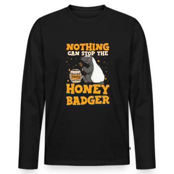 Nichts kann den Honigdachs aufhalten - Honigdachs - Männer Premium Bio Langarmshirt - Schwarz - Vorne - Nico (187cm)