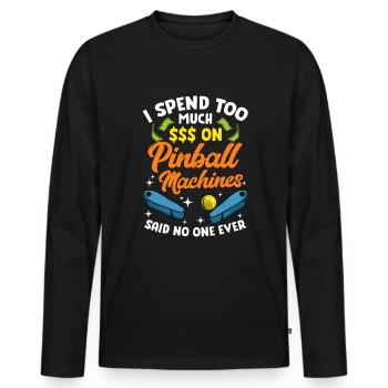 Je dépense trop en flipper - flipper - T-shirt manches longues Premium bio Homme - noir - Devant - Nico (187cm)