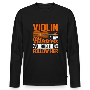 Le violon est ma maîtresse et je la suis... - T-shirt manches longues Premium bio Homme - noir - Devant - Nico (187cm)