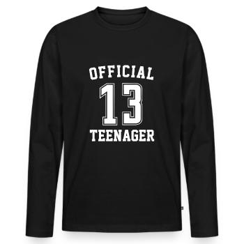 Avertissement officiel adolescent 13 ans 13ème - T-shirt manches longues Premium bio Homme - noir - Devant - Nico (187cm)