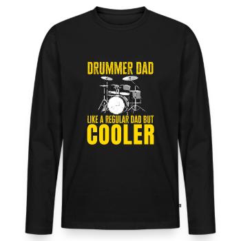 Schlagzeuger Papa ist cooler Musikfan Vater Musiker - Männer Premium Bio Langarmshirt - Schwarz - Vorne - Nico (187cm)