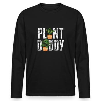Funny Plant Lover Dad - Plant Daddy Gardener - Men's Premium Organic Long Sleeve Shirt - black - Front - Nico (187cm)