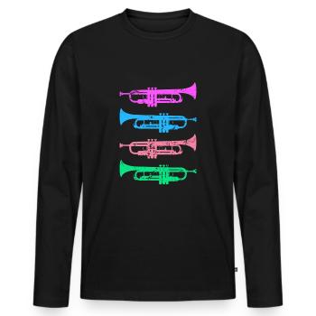 Retro Trompeten Jazz Musiker Spieler Vintage - Männer Premium Bio Langarmshirt - Schwarz - Vorne - Nico (187cm)