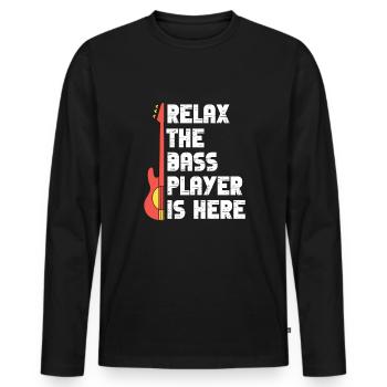 Relax Der Bassist ist da Lustige Musik Bassist - Männer Premium Bio Langarmshirt - Schwarz - Vorne - Nico (187cm)