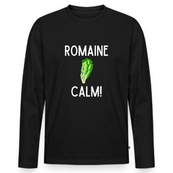 Funny Cooking Healthy Lettuce Lover Romaine Calm - Men's Premium Organic Long Sleeve Shirt - black - Front - Nico (187cm)