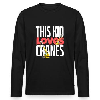 Ce gamin aime les grues drôle de construction lourde - T-shirt manches longues Premium bio Homme - noir - Devant - Nico (187cm)