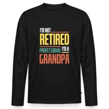 Pensionierter Opa lustiger Vatertags-Profi - Männer Premium Bio Langarmshirt - Schwarz - Vorne - Nico (187cm)