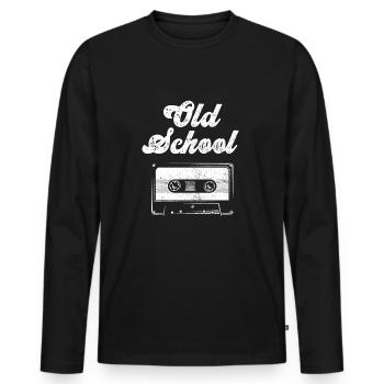 Old School Cassette Tape Classic Vintage Hip Hop - T-shirt manches longues Premium bio Homme - noir - Devant - Nico (187cm)