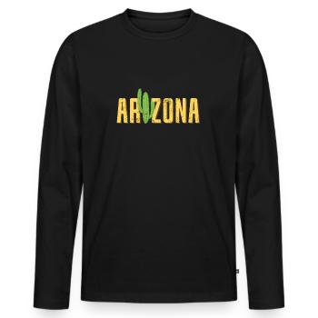Arizona Cactus Retro Saguaro Cactus Vintage Love - Men's Premium Organic Long Sleeve Shirt - black - Front - Nico (187cm)
