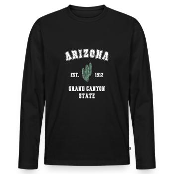 Arizona Cactus Retro Saguaro Cactus Vintage Love - Men's Premium Organic Long Sleeve Shirt - black - Front - Nico (187cm)