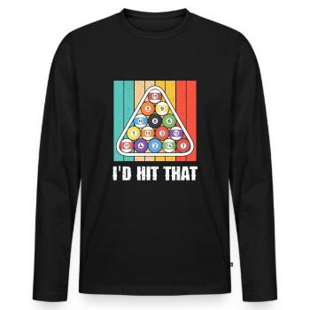 Drôle de joueur de billard Boules de billard Design vintage - T-shirt manches longues Premium bio Homme - noir - Devant - Nico (187cm)