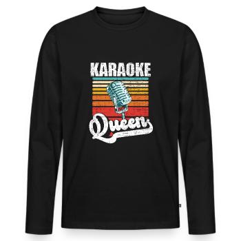 Karaoke Queen Singing Lover Vintage Microphone - T-shirt manches longues Premium bio Homme - noir - Devant - Nico (187cm)