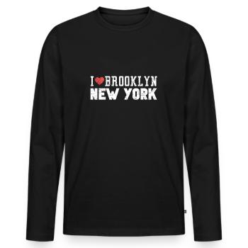 Brooklyn New York Liebe Ich Herz Brooklyn NY - Männer Premium Bio Langarmshirt - Schwarz - Vorne - Nico (187cm)