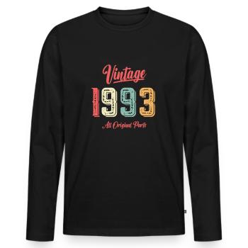 1993 Geburtstagsgeschenk Geboren 1993 Vintage Original - Männer Premium Bio Langarmshirt - Schwarz - Vorne - Nico (187cm)