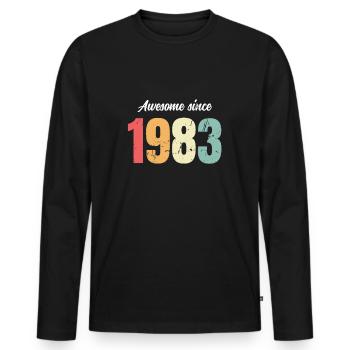 Awesome Since 1983 Birthday Vintage Legends 1983 - Men's Premium Organic Long Sleeve Shirt - black - Front - Nico (187cm)