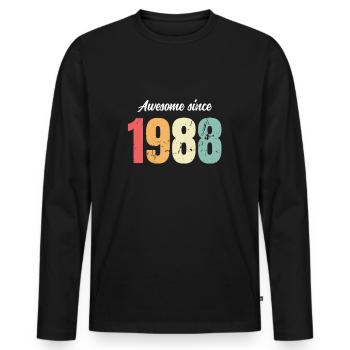 Awesome Since 1988 Birthday Vintage Legends 1988 - Men's Premium Organic Long Sleeve Shirt - black - Front - Nico (187cm)