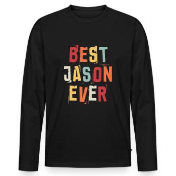 Meilleur Jason jamais populaire rétro Birth Names Jason - T-shirt manches longues Premium bio Homme - noir - Devant - Nico (187cm)