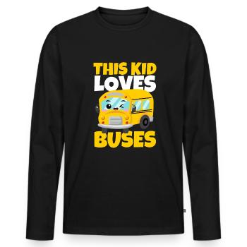 Cet enfant aime les bus Anniversaire Yellow School Bus - T-shirt manches longues Premium bio Homme - noir - Devant - Nico (187cm)