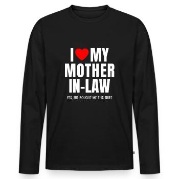 Ich liebe meine Schwiegermutter lustiger Favorit für Sohn - Männer Premium Bio Langarmshirt - Schwarz - Vorne - Nico (187cm)