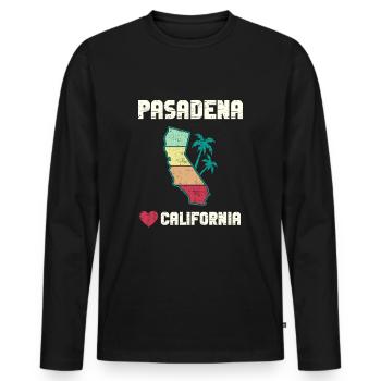 Retro Love Pasadena Californie CA Cali Vintage - T-shirt manches longues Premium bio Homme - noir - Devant - Nico (187cm)