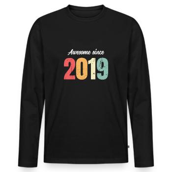 Awesome Since 2019 Birthday Vintage Legends 2019 - Men's Premium Organic Long Sleeve Shirt - black - Front - Nico (187cm)