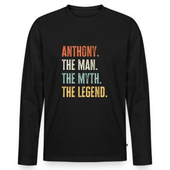 Anthony, Mann Mythos Legende, lustig Bester Name Anthony - Männer Premium Bio Langarmshirt - Schwarz - Vorne - Nico (187cm)