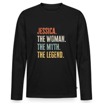 Jessica, légende du mythe de la femme, drôle de meilleur nom - T-shirt manches longues Premium bio Homme - noir - Devant - Nico (187cm)